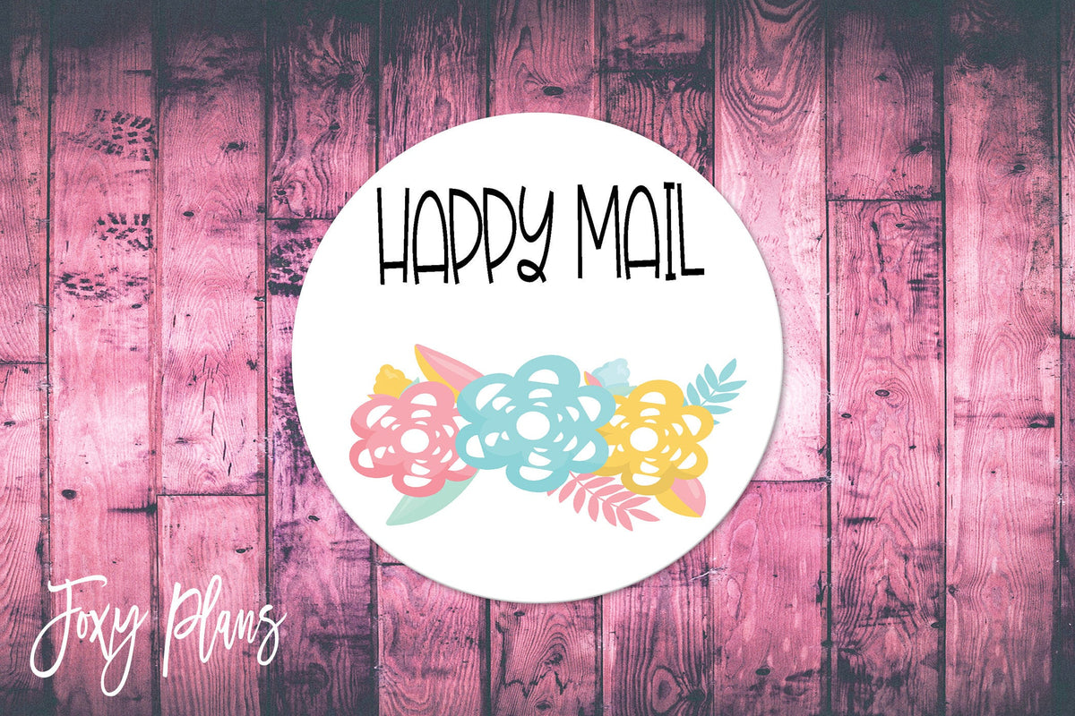 Happy Mail, Small Business Stickers, Circle Stickers, Stationary Stickers, Functional Planner Stickers, Envelope Stickers