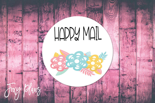Happy Mail, Small Business Stickers, Circle Stickers, Stationary Stickers, Functional Planner Stickers, Envelope Stickers