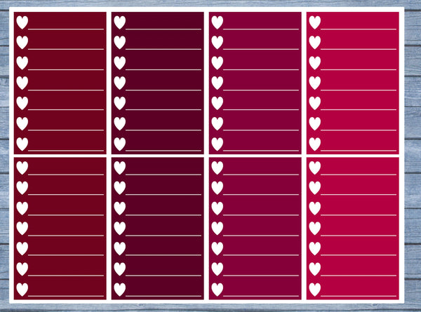 Hearts Lined Full Box Planner Stickers, Full Box Planner Stickers, Functional Planner Stickers, Journal Stickers, Stationary Stickers,