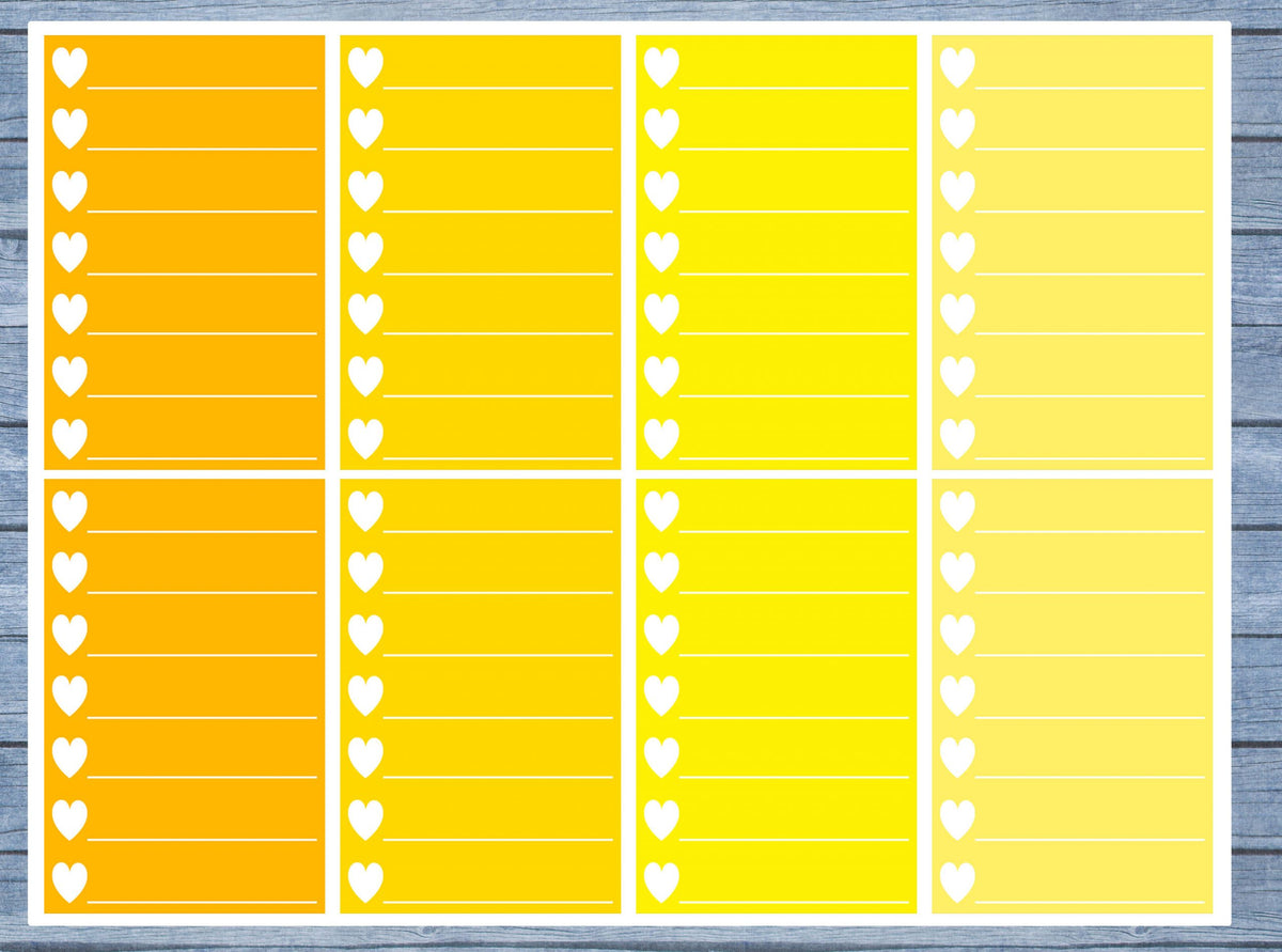 Hearts Lined Full Box Planner Stickers, Full Box Planner Stickers, Functional Planner Stickers, Journal Stickers, Stationary Stickers,