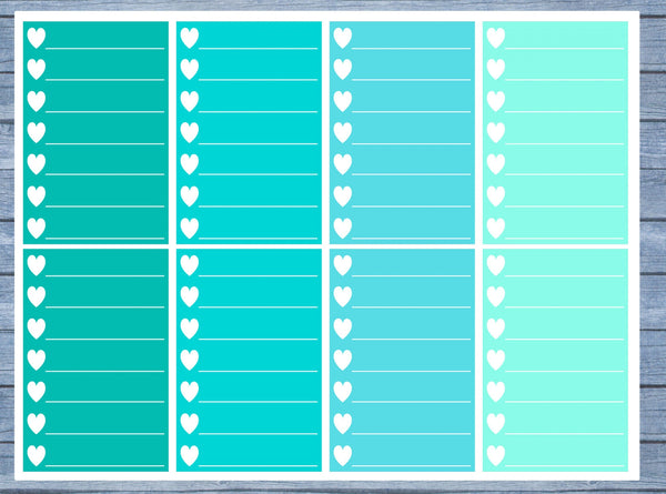 Hearts Lined Full Box Planner Stickers, Full Box Planner Stickers, Functional Planner Stickers, Journal Stickers, Stationary Stickers,