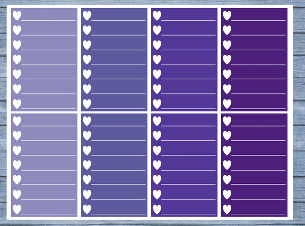 Hearts Lined Full Box Planner Stickers, Full Box Planner Stickers, Functional Planner Stickers, Journal Stickers, Stationary Stickers,