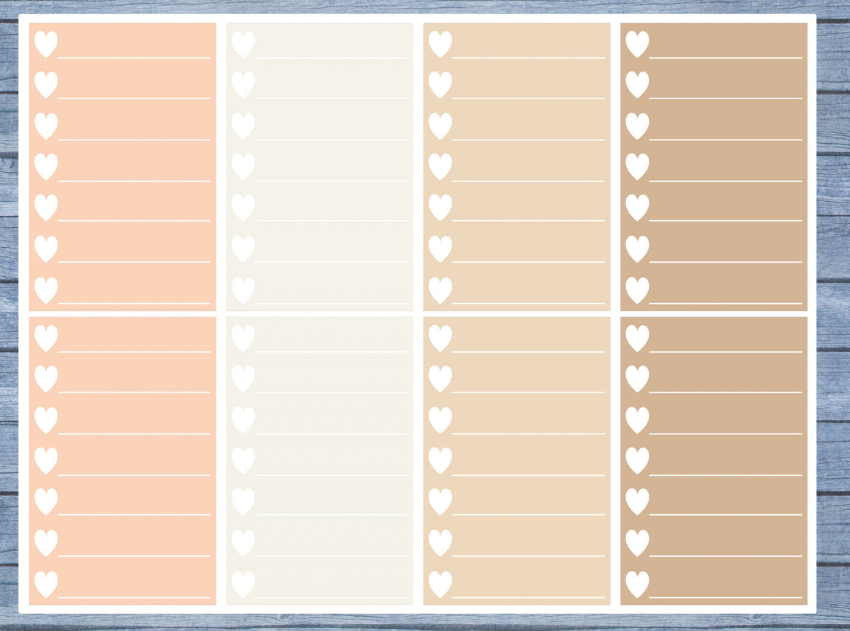 Hearts Lined Full Box Planner Stickers, Full Box Planner Stickers, Functional Planner Stickers, Journal Stickers, Stationary Stickers
