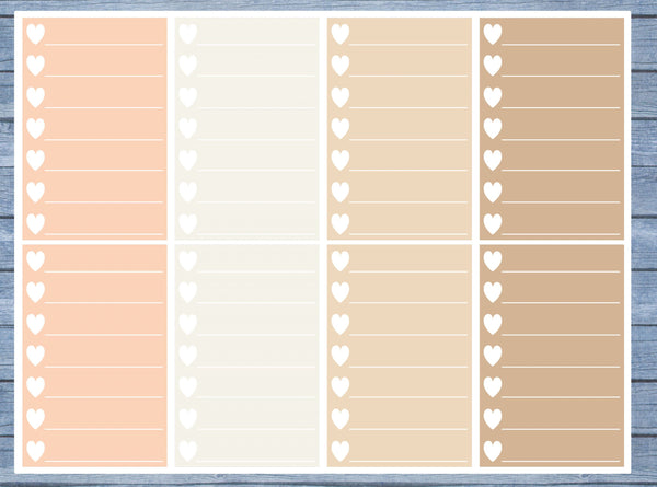 Hearts Lined Full Box Planner Stickers, Full Box Planner Stickers, Functional Planner Stickers, Journal Stickers, Stationary Stickers