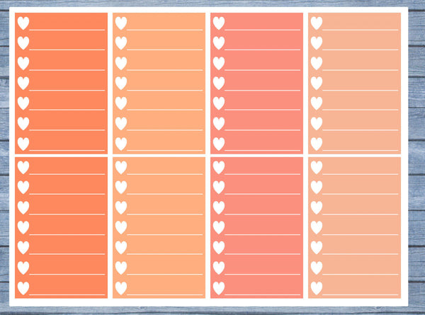 Hearts Lined Full Box Planner Stickers, Full Box Planner Stickers, Functional Planner Stickers, Journal Stickers, Stationary Stickers