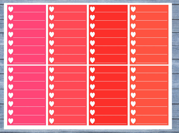 Hearts Lined Full Box Planner Stickers, Full Box Planner Stickers, Functional Planner Stickers, Journal Stickers, Stationary Stickers