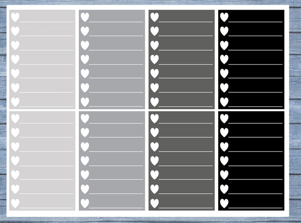 Hearts Lined Full Box Planner Stickers, Full Box Planner Stickers, Functional Planner Stickers, Journal Stickers, Stationary Stickers