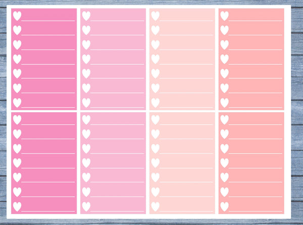 Hearts Lined Full Box Planner Stickers, Full Box Planner Stickers, Functional Planner Stickers, Journal Stickers, Stationary Stickers