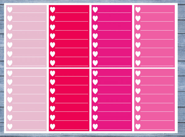 Hearts Lined Full Box Planner Stickers, Full Box Planner Stickers, Functional Planner Stickers, Journal Stickers, Stationary Stickers,