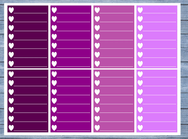 Hearts Lined Full Box Planner Stickers, Full Box Planner Stickers, Functional Planner Stickers, Journal Stickers, Stationary Stickers,