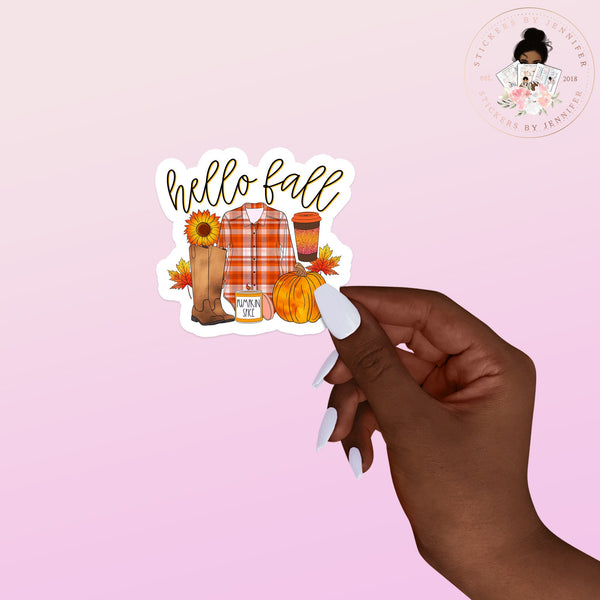 Hello Fall Vinyl Sticker