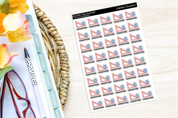Homework Planner Stickers, Bullet Journal Stickers, Functional Planner Stickers, Stationary Stickers