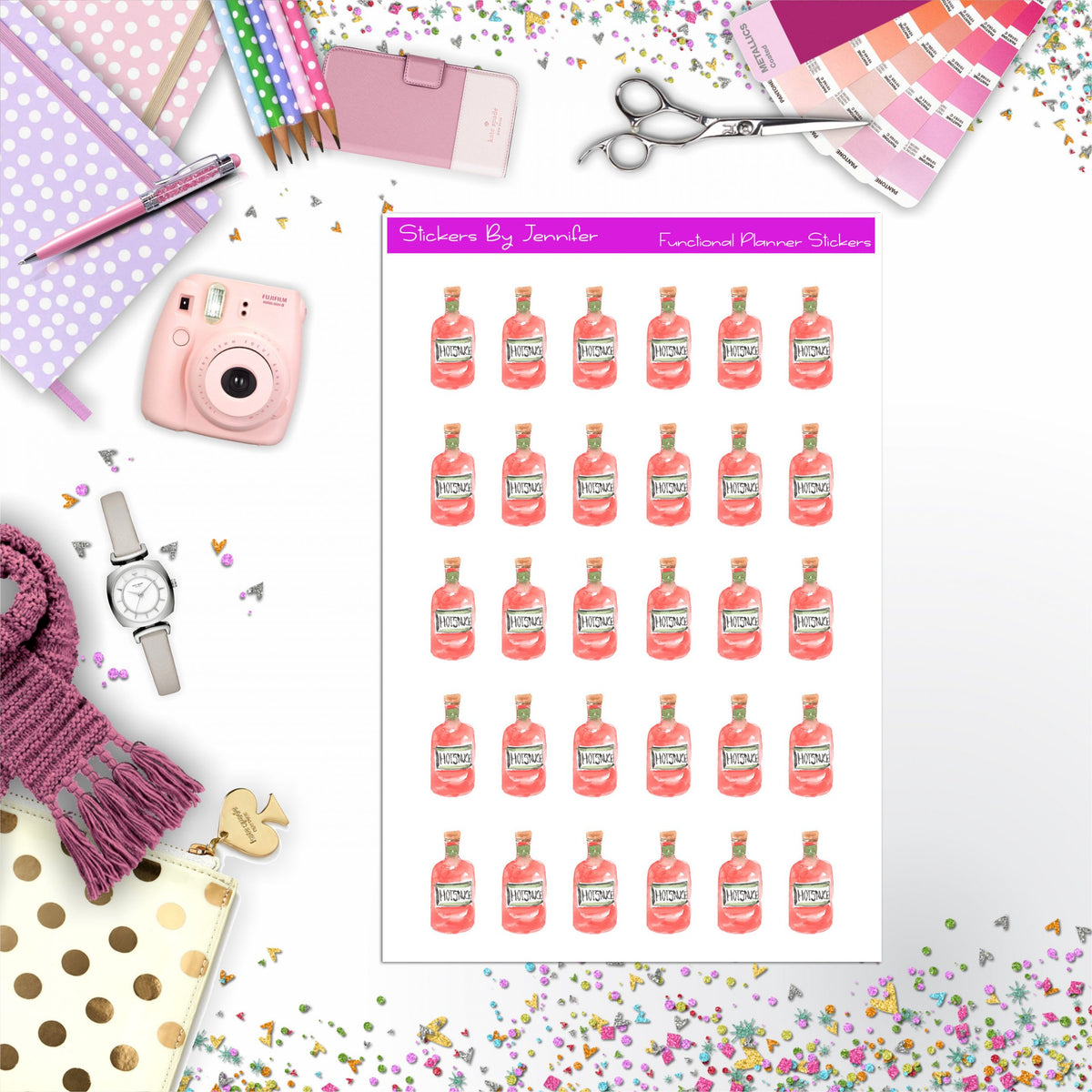Hot Sauce Stickers, Planner Stickers, Journal Stickers, Functional Planner Stickers, Stationary Stickers
