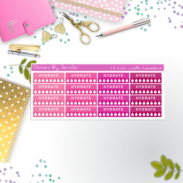 Hydrate Quarter Boxes  Planner Stickers, Journal Stickers, Functional Planner Stickers, Stationary Stickers