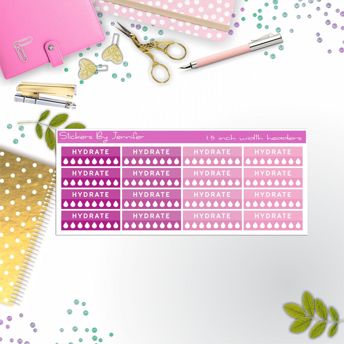 Hydrate Quarter Boxes  Planner Stickers, Journal Stickers, Functional Planner Stickers, Stationary Stickers