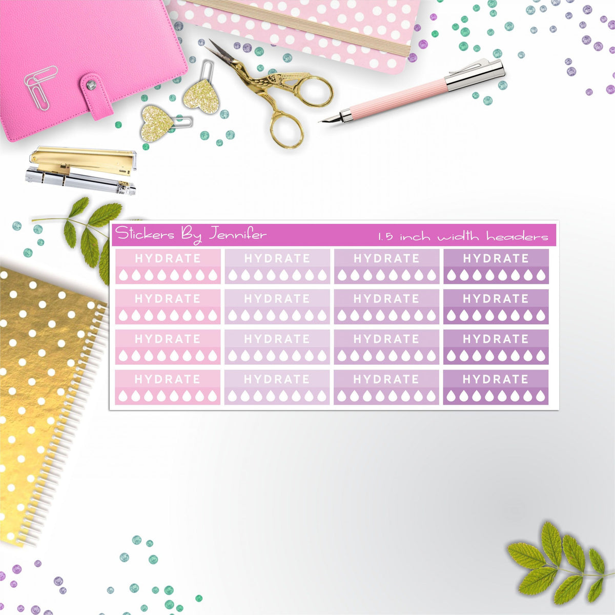 Hydrate Quarter Boxes  Planner Stickers, Journal Stickers, Functional Planner Stickers, Stationary Stickers