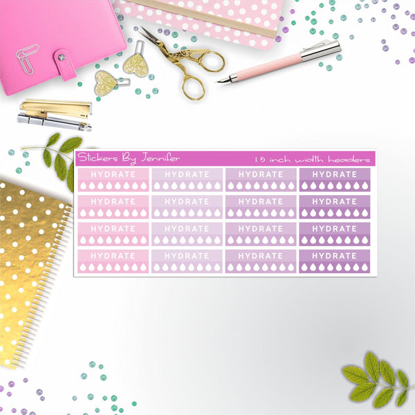 Hydrate Quarter Boxes  Planner Stickers, Journal Stickers, Functional Planner Stickers, Stationary Stickers