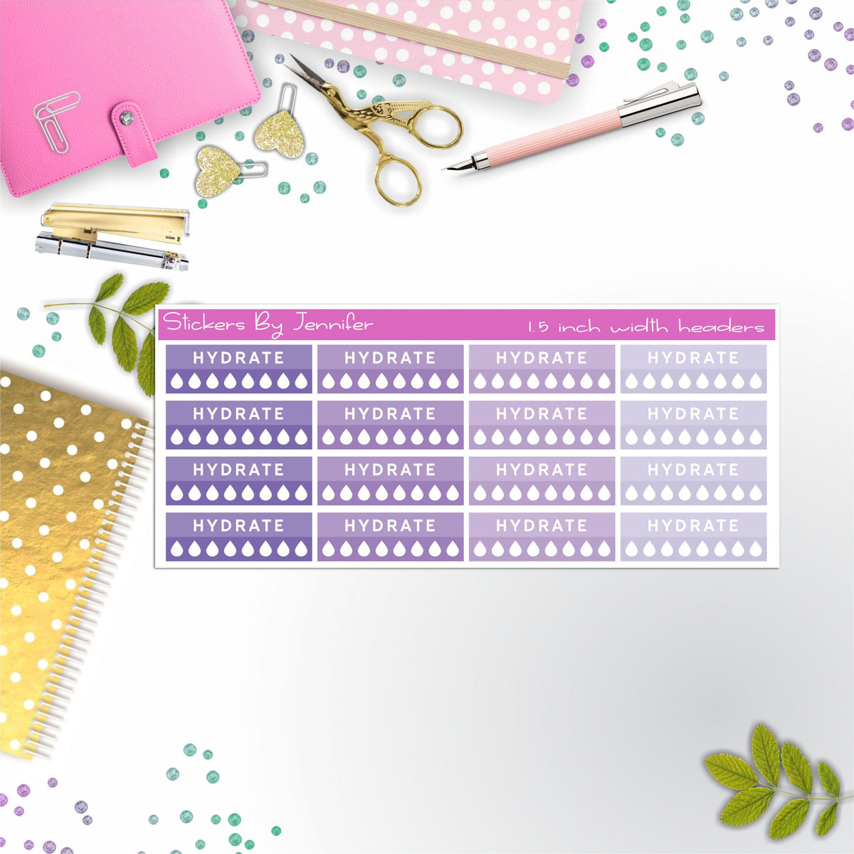 Hydrate Quarter Boxes  Planner Stickers, Journal Stickers, Functional Planner Stickers, Stationary Stickers