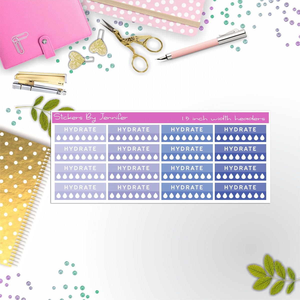 Hydrate Quarter Boxes  Planner Stickers, Journal Stickers, Functional Planner Stickers, Stationary Stickers