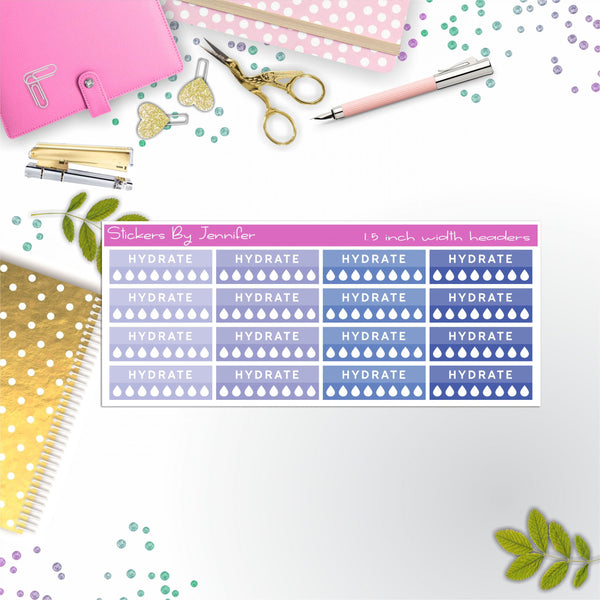 Hydrate Quarter Boxes  Planner Stickers, Journal Stickers, Functional Planner Stickers, Stationary Stickers