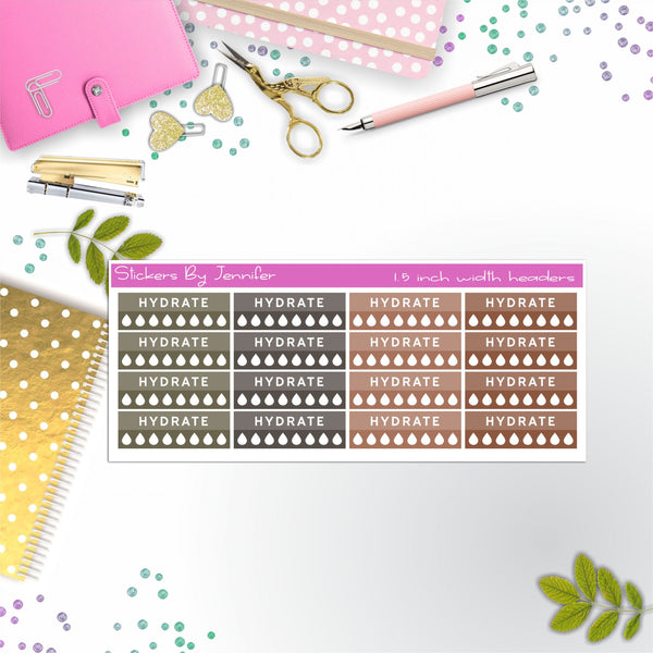 Hydrate Quarter Boxes  Planner Stickers, Journal Stickers, Functional Planner Stickers, Stationary Stickers