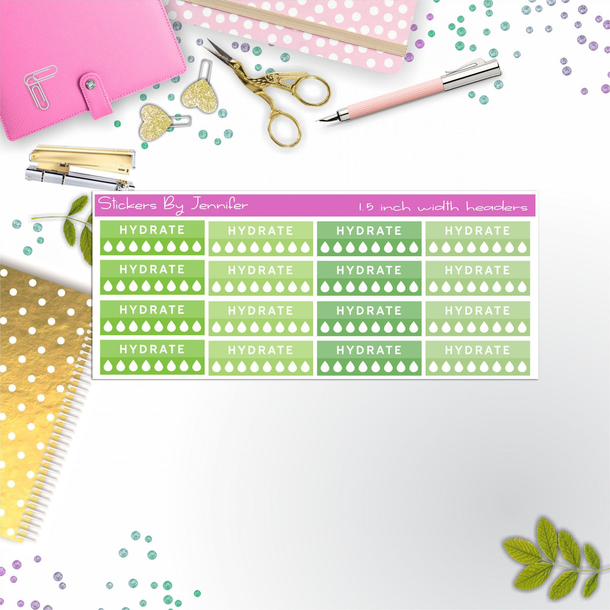 Hydrate Quarter Boxes  Planner Stickers, Journal Stickers, Functional Planner Stickers, Stationary Stickers