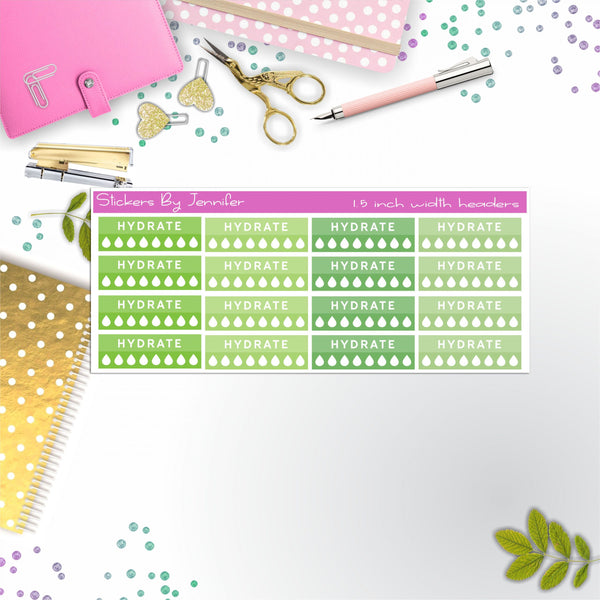 Hydrate Quarter Boxes  Planner Stickers, Journal Stickers, Functional Planner Stickers, Stationary Stickers