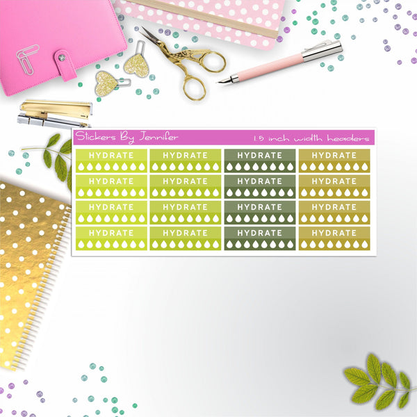 Hydrate Quarter Boxes  Planner Stickers, Journal Stickers, Functional Planner Stickers, Stationary Stickers