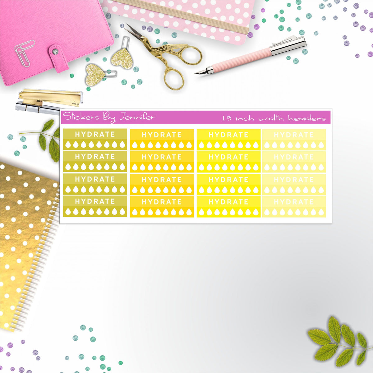 Hydrate Quarter Boxes  Planner Stickers, Journal Stickers, Functional Planner Stickers, Stationary Stickers