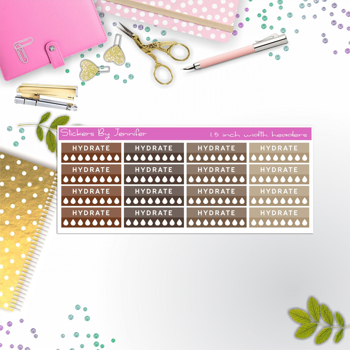 Hydrate Quarter Boxes  Planner Stickers, Journal Stickers, Functional Planner Stickers, Stationary Stickers