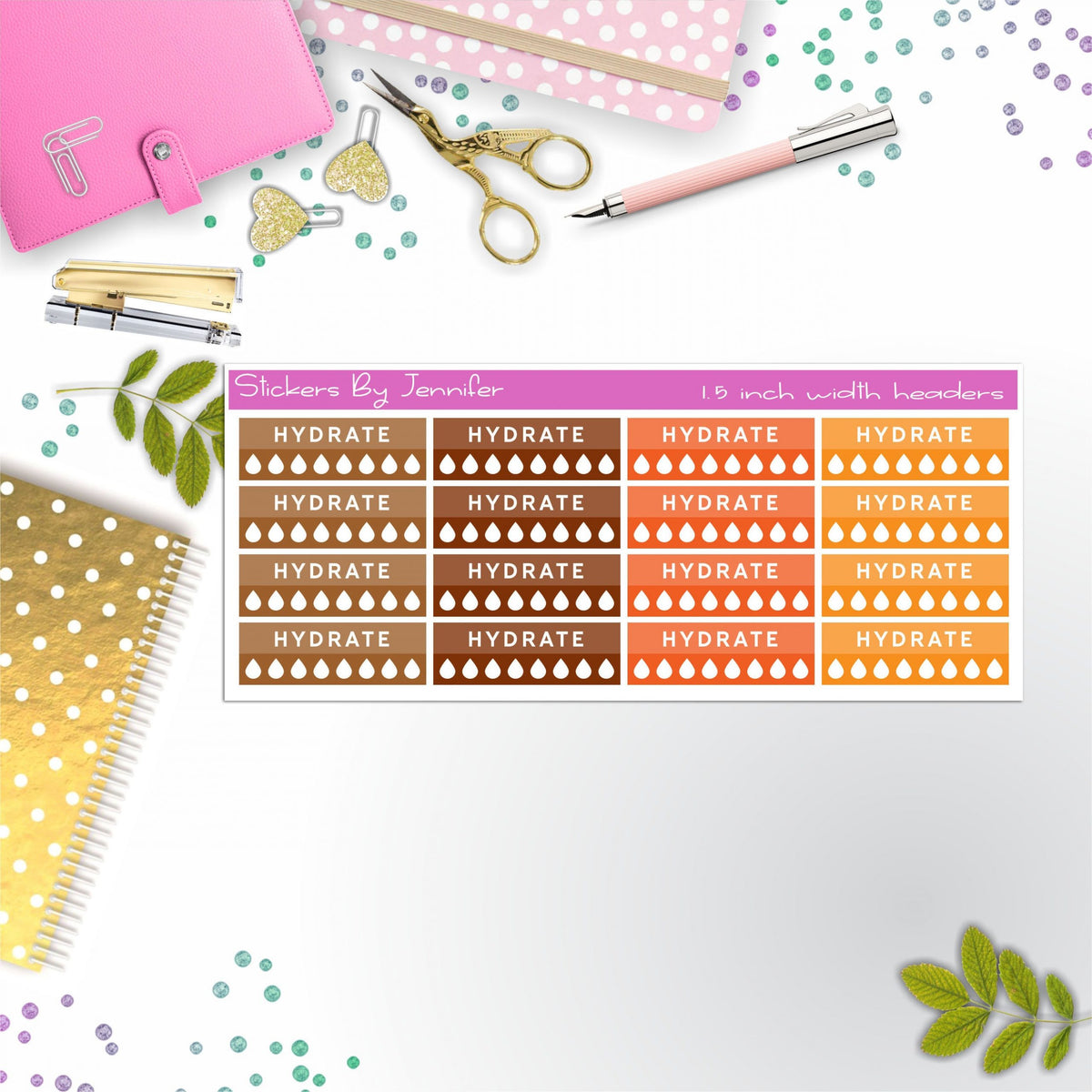Hydrate Quarter Boxes  Planner Stickers, Journal Stickers, Functional Planner Stickers, Stationary Stickers