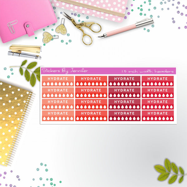 Hydrate Quarter Boxes  Planner Stickers, Journal Stickers, Functional Planner Stickers, Stationary Stickers