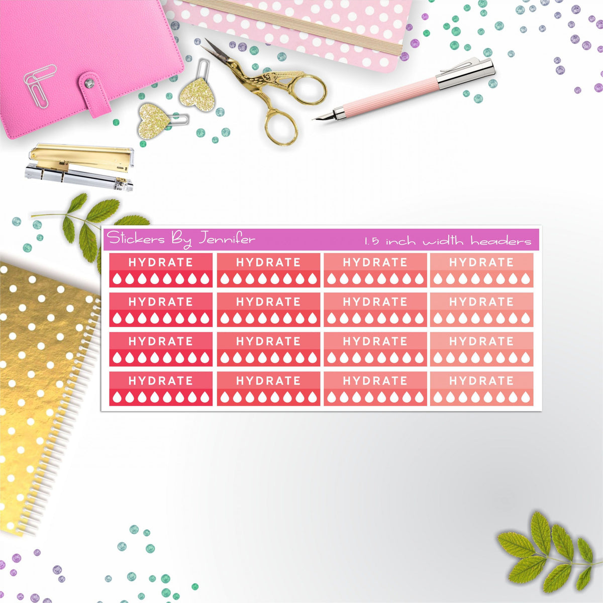 Hydrate Quarter Boxes  Planner Stickers, Journal Stickers, Functional Planner Stickers, Stationary Stickers