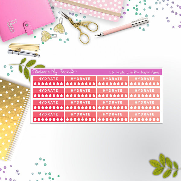 Hydrate Quarter Boxes  Planner Stickers, Journal Stickers, Functional Planner Stickers, Stationary Stickers