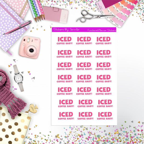 Iced Latte Stickers, Planner Stickers, Journal Stickers, Functional Planner Stickers, Stationary Stickers