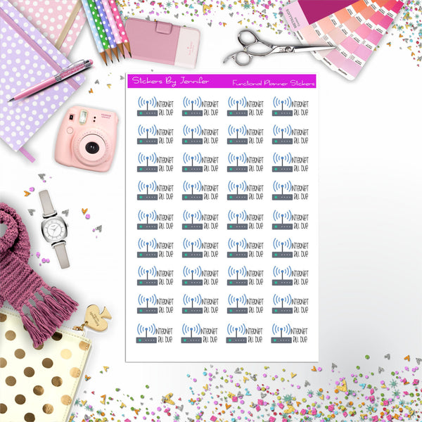 Internet Bill Due  Planner Stickers