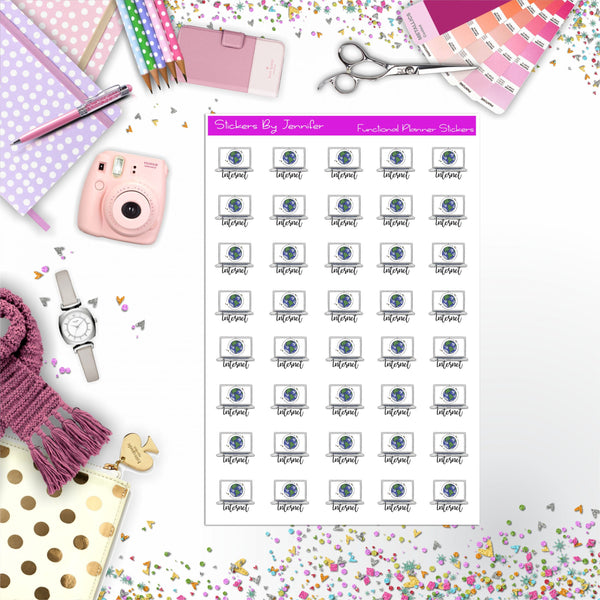 Internet Icon Planner Stickers, Bullet Journal Stickers, Functional Planner Stickers, Stationary Stickers