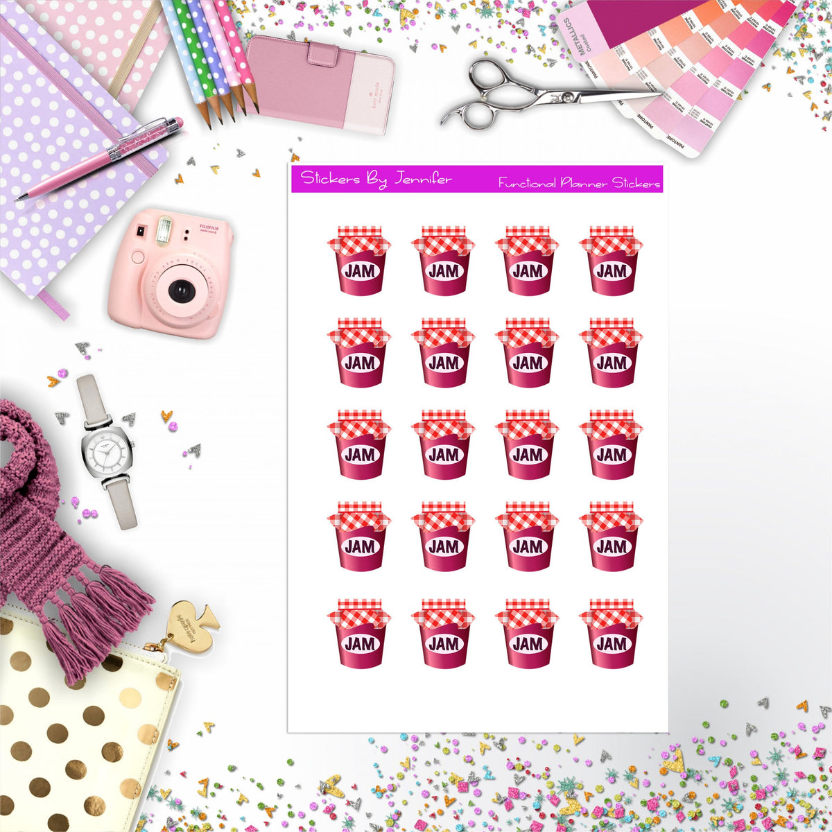 Jam Stickers, Planner Stickers, Journal Stickers, Functional Planner Stickers, Stationary Stickers