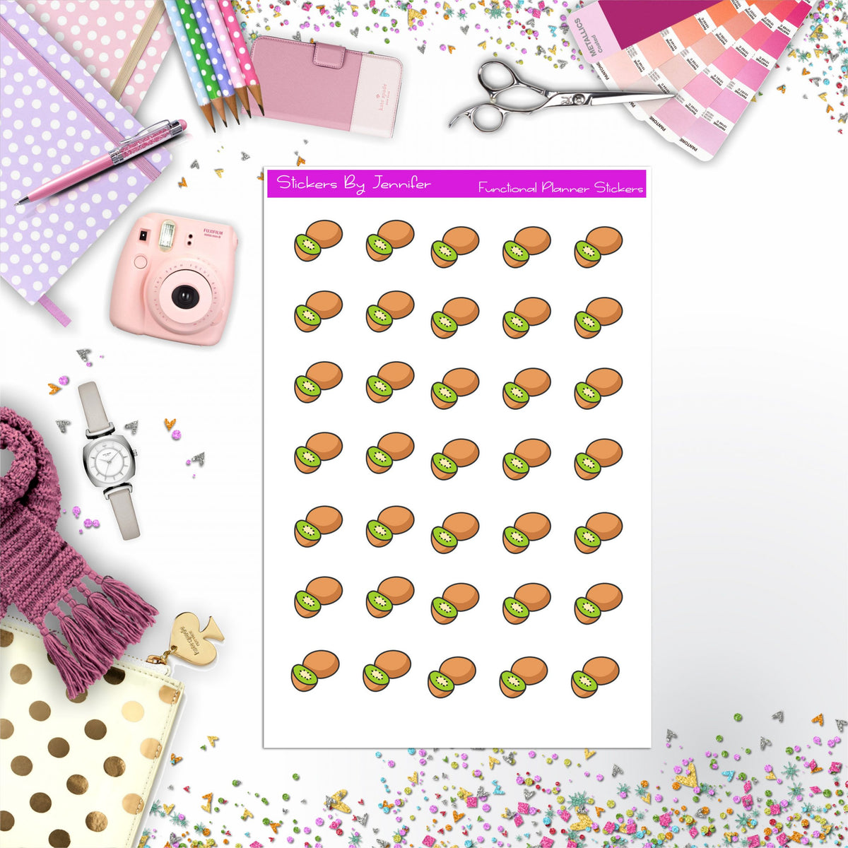 Kiwi Stickers, Planner Stickers, Journal Stickers, Functional Planner Stickers, Stationary Stickers