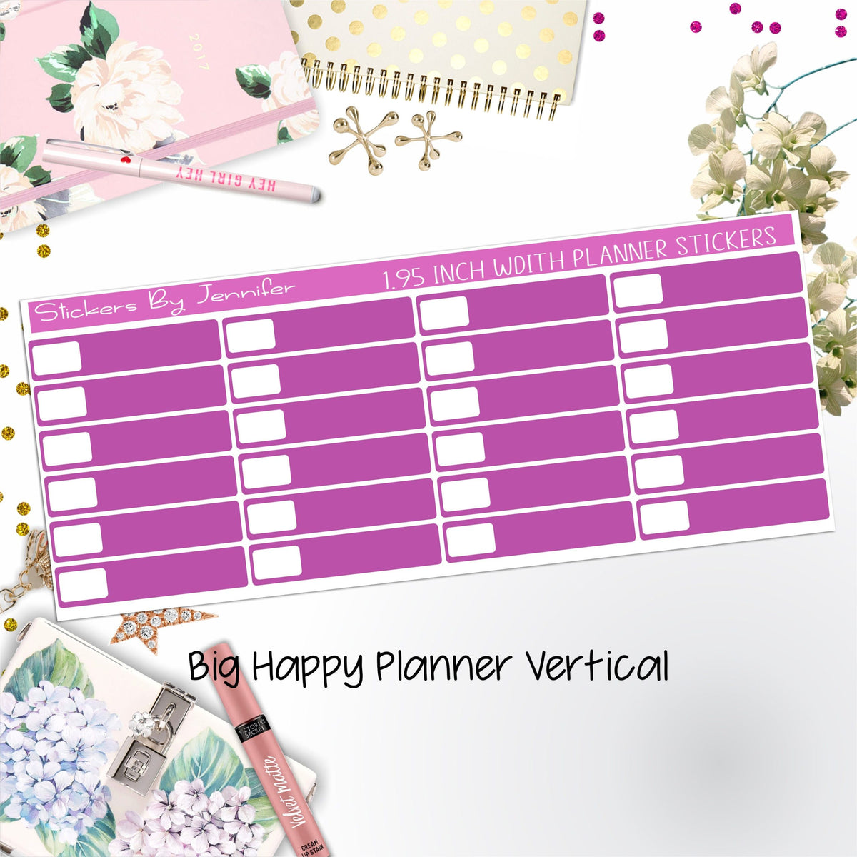 Labels 1.95 inch Width Quarter Boxes 571 for Big Happy Planner Vertical Planner Stickers