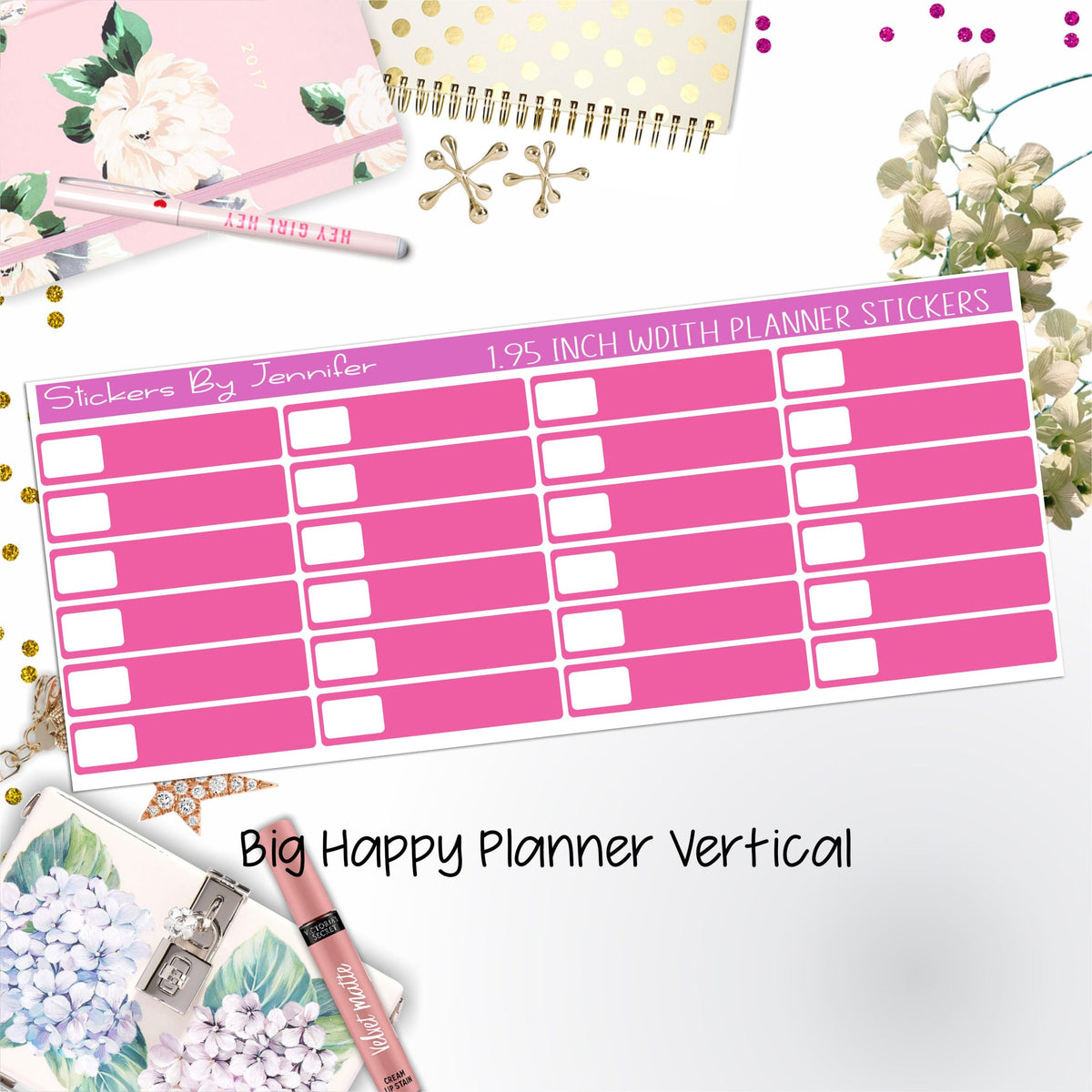 Labels 1.95 inch Width Quarter Boxes 576 for Big Happy Planner Vertical Planner Stickers