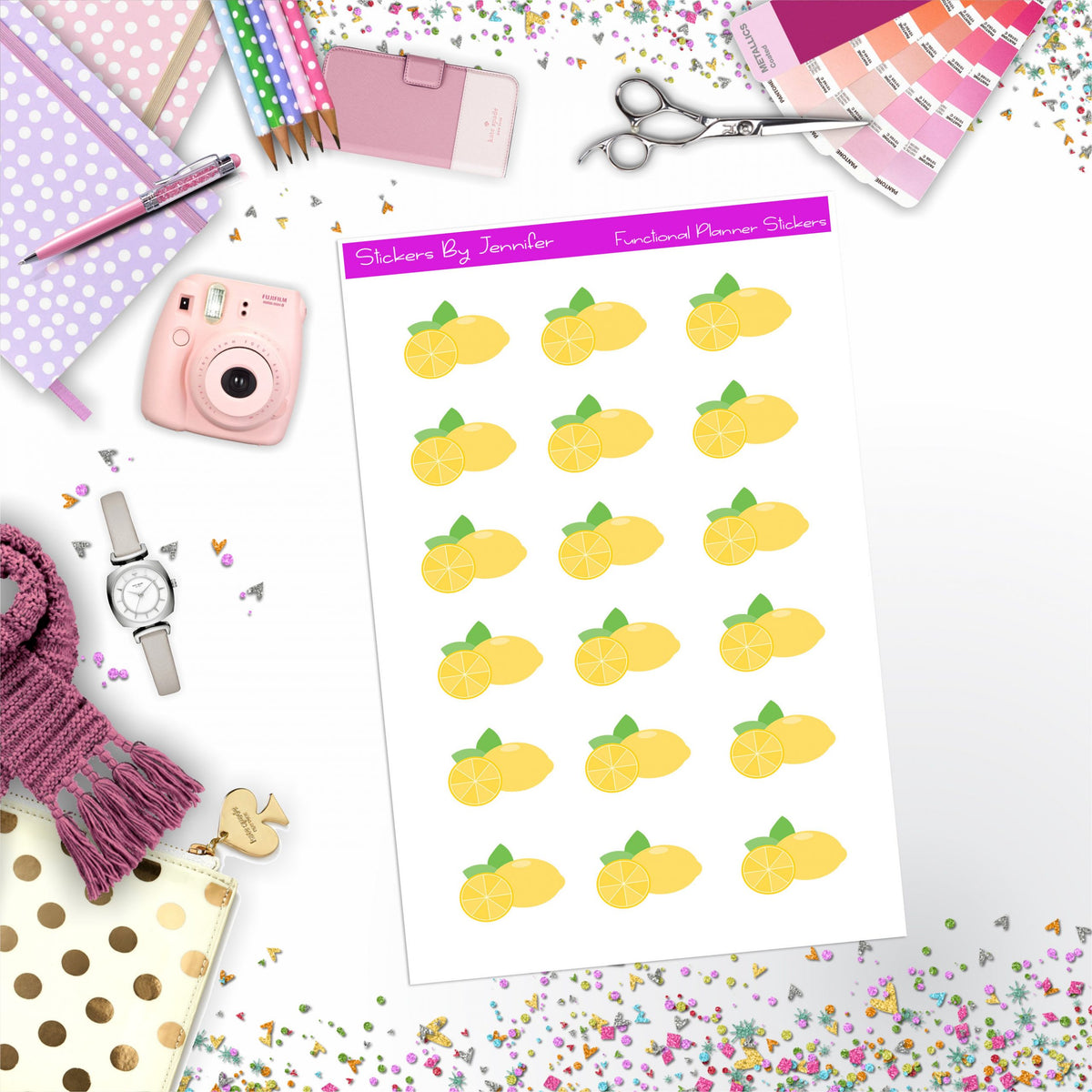 Lemons Stickers, Planner Stickers, Journal Stickers, Functional Planner Stickers, Stationary Stickers