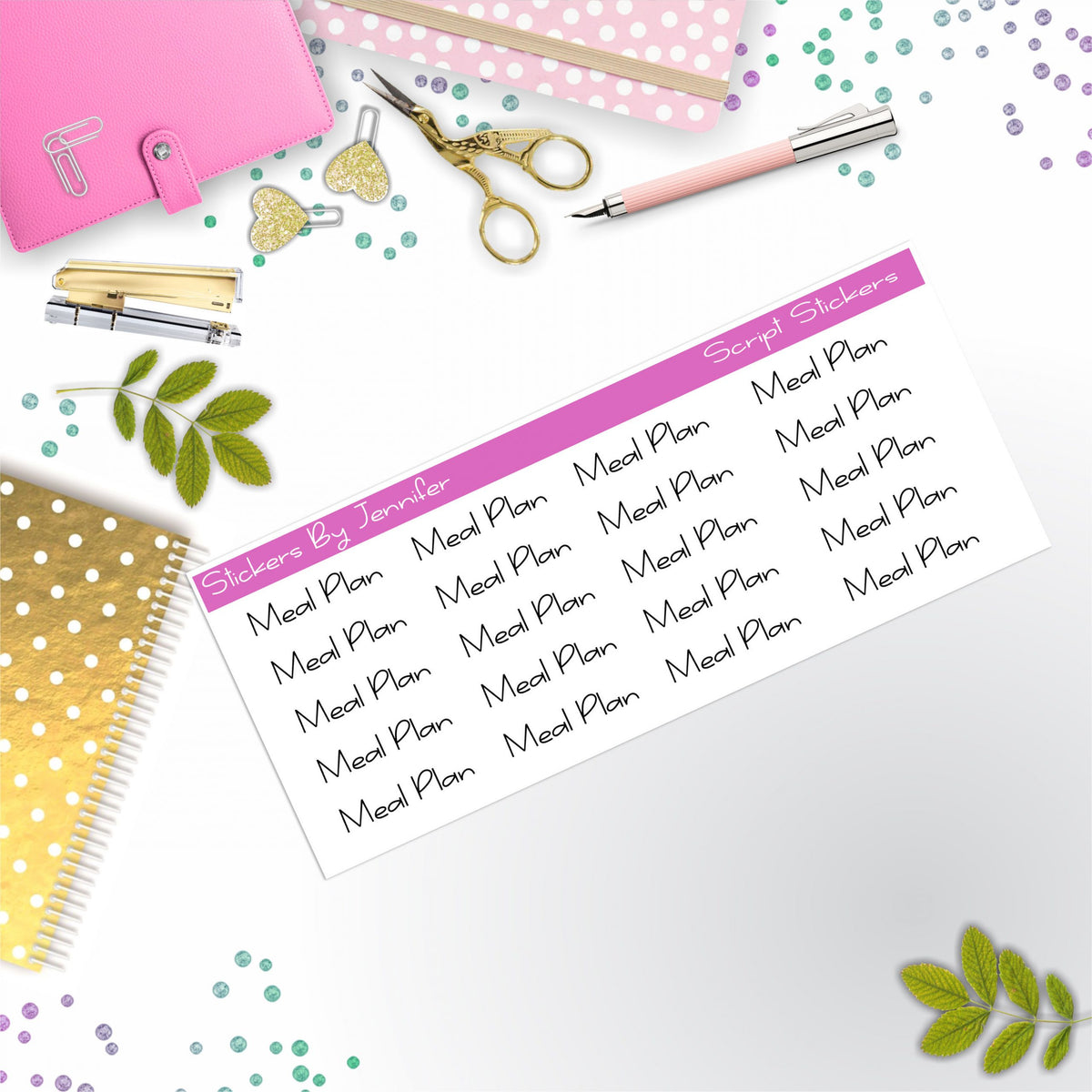 Meal Plan Script Stickers, Typography Stickers, Planner Stickers, Journal Stickers, Functional Planner Stickers, Stationary Stickers