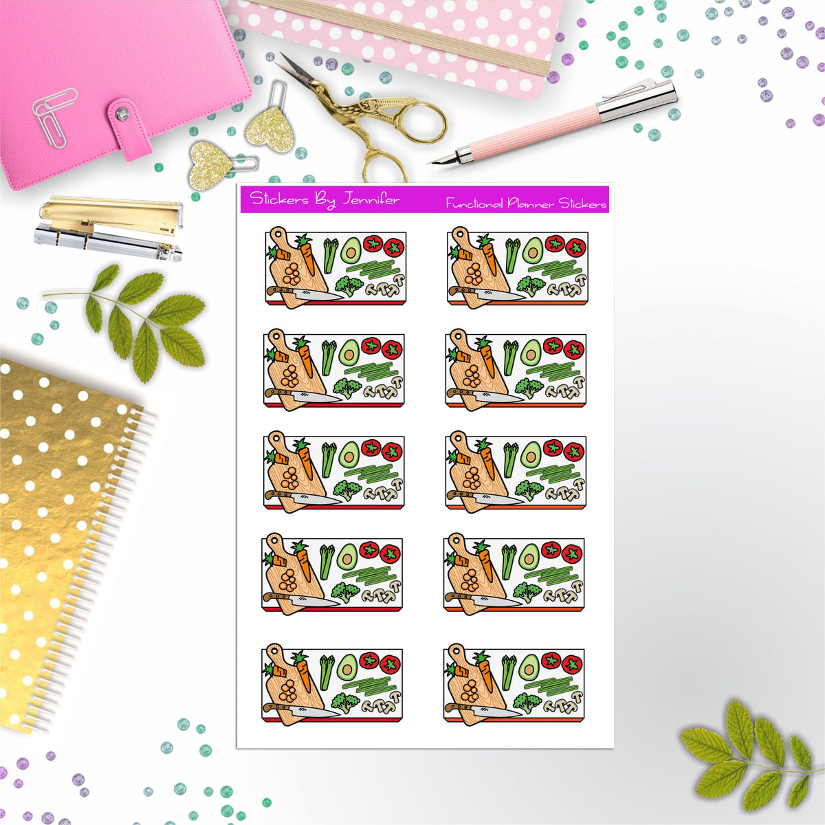 Meal Prep Flat lay Planner Stickers