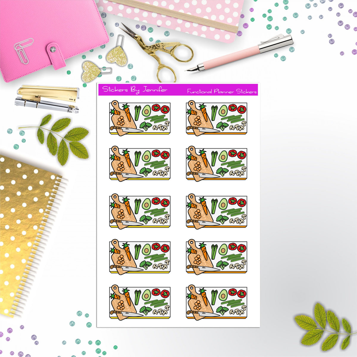 Meal Prep Flat lay Planner Stickers
