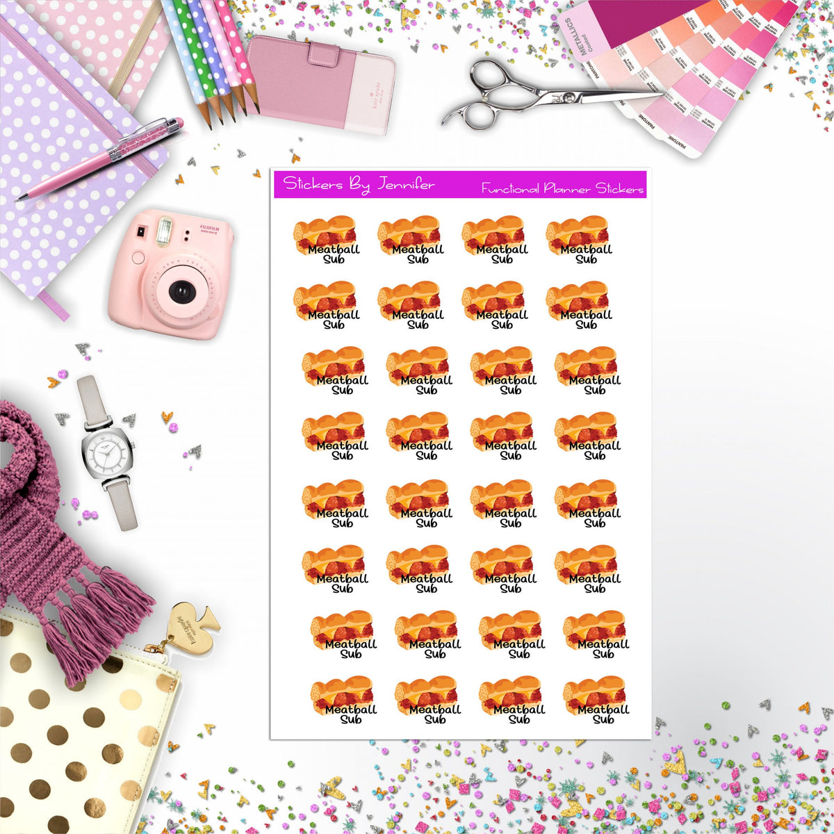Meatball Sub, Fast Food Planner Stickers