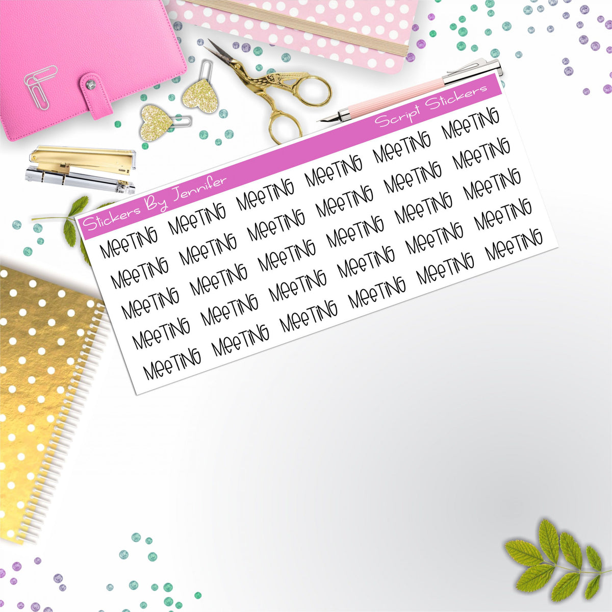 Meeting Script Stickers, Typography Stickers, Planner Stickers