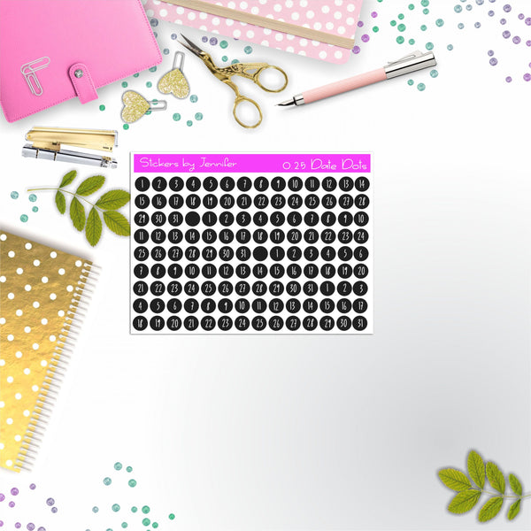 Mini Date Covers, Date Dots, Number Stickers M-100, Planner Stickers, Journal Stickers, Functional Planner Stickers, Stationary Stickers