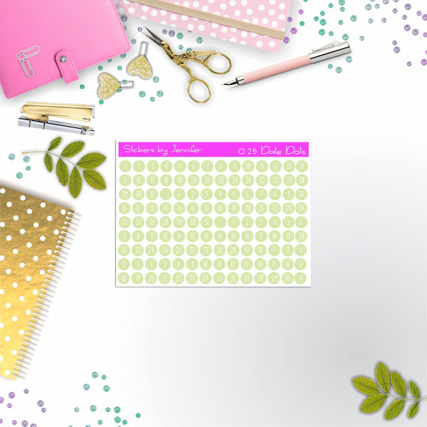 Mini Date Covers, Date Dots, Number Stickers M-12, Planner Stickers, Journal Stickers, Functional Planner Stickers, Stationary Stickers