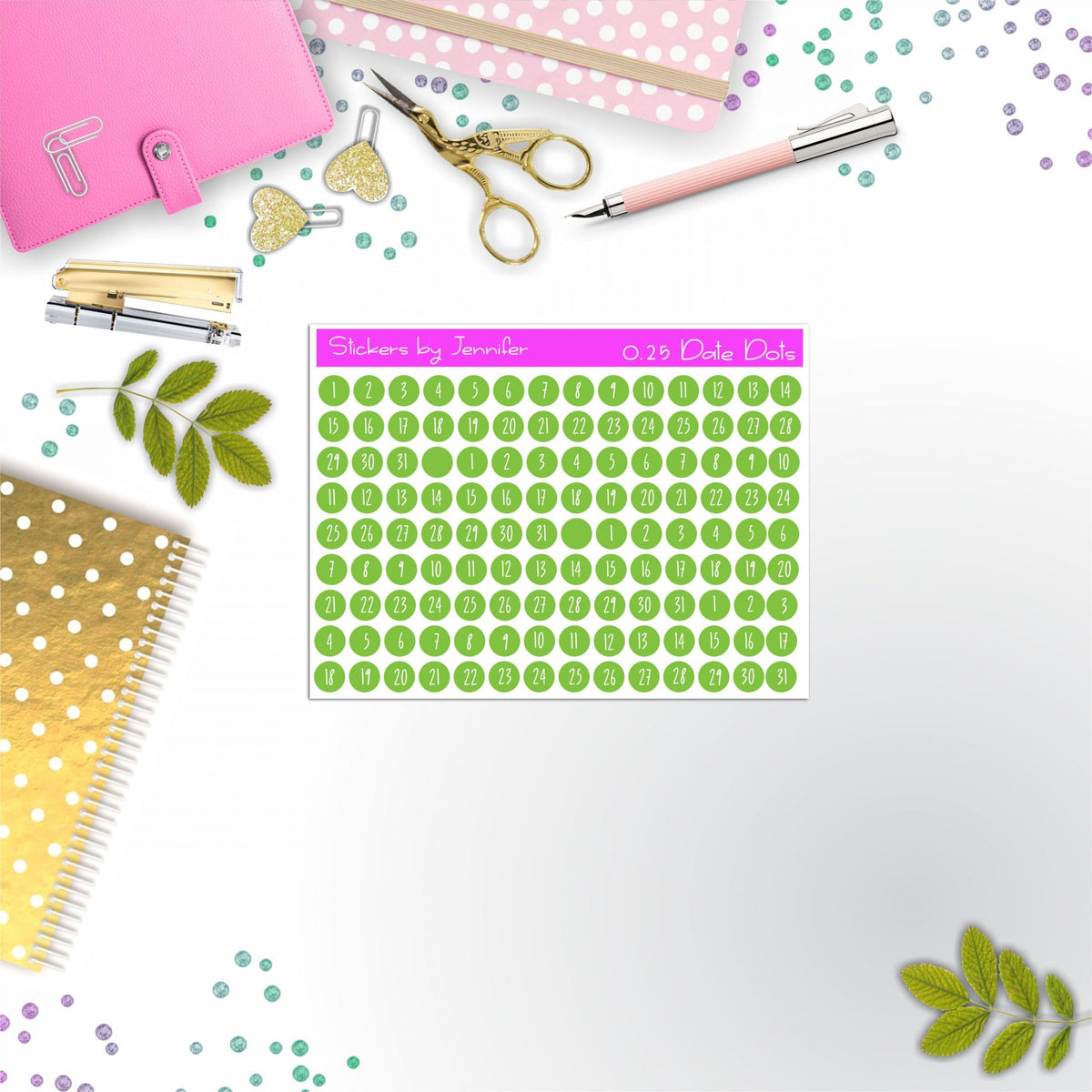 Mini Date Covers, Date Dots, Number Stickers M-15, Planner Stickers, Journal Stickers, Functional Planner Stickers, Stationary Stickers
